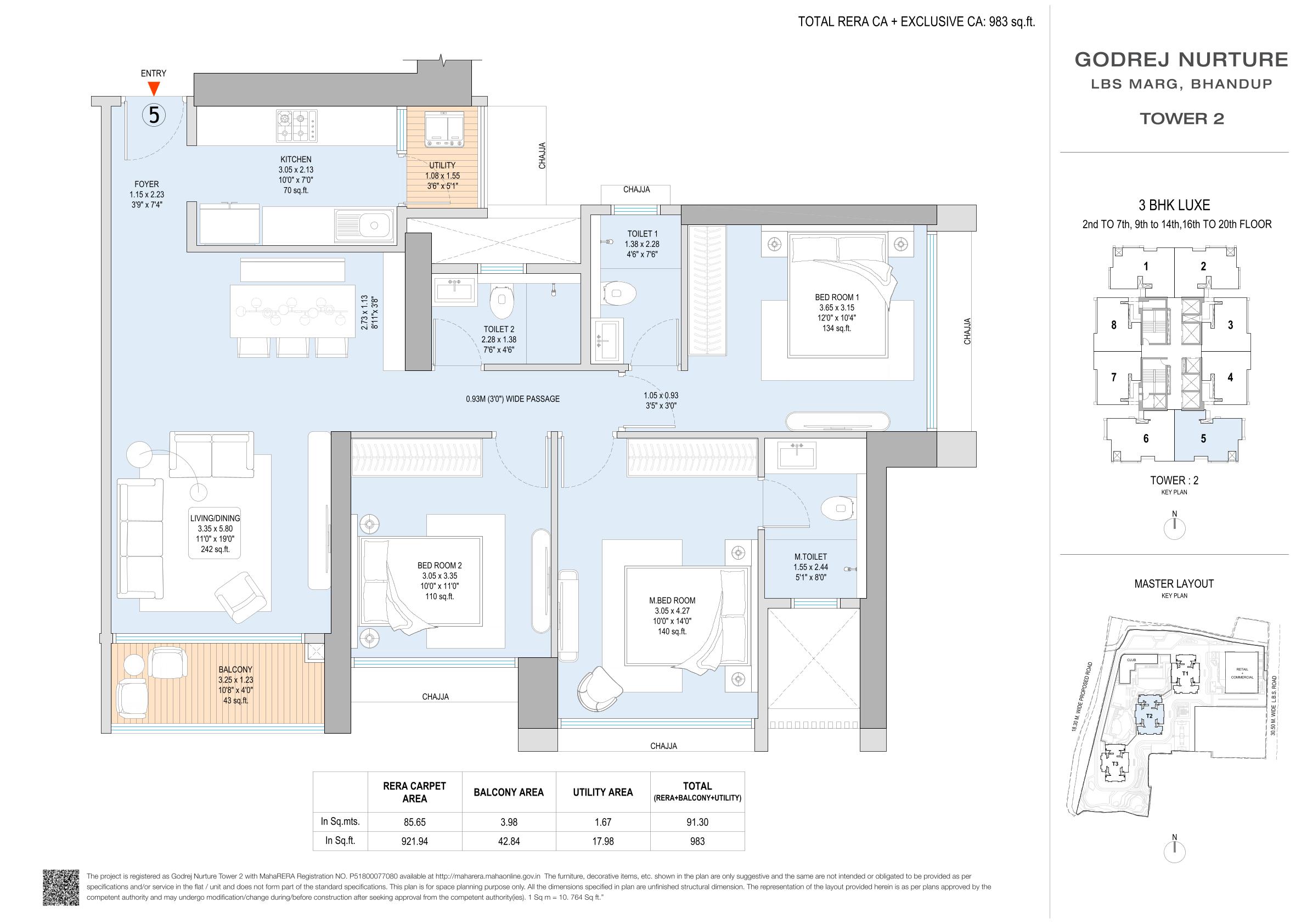 3 BHK Floor Plan - Variant 3